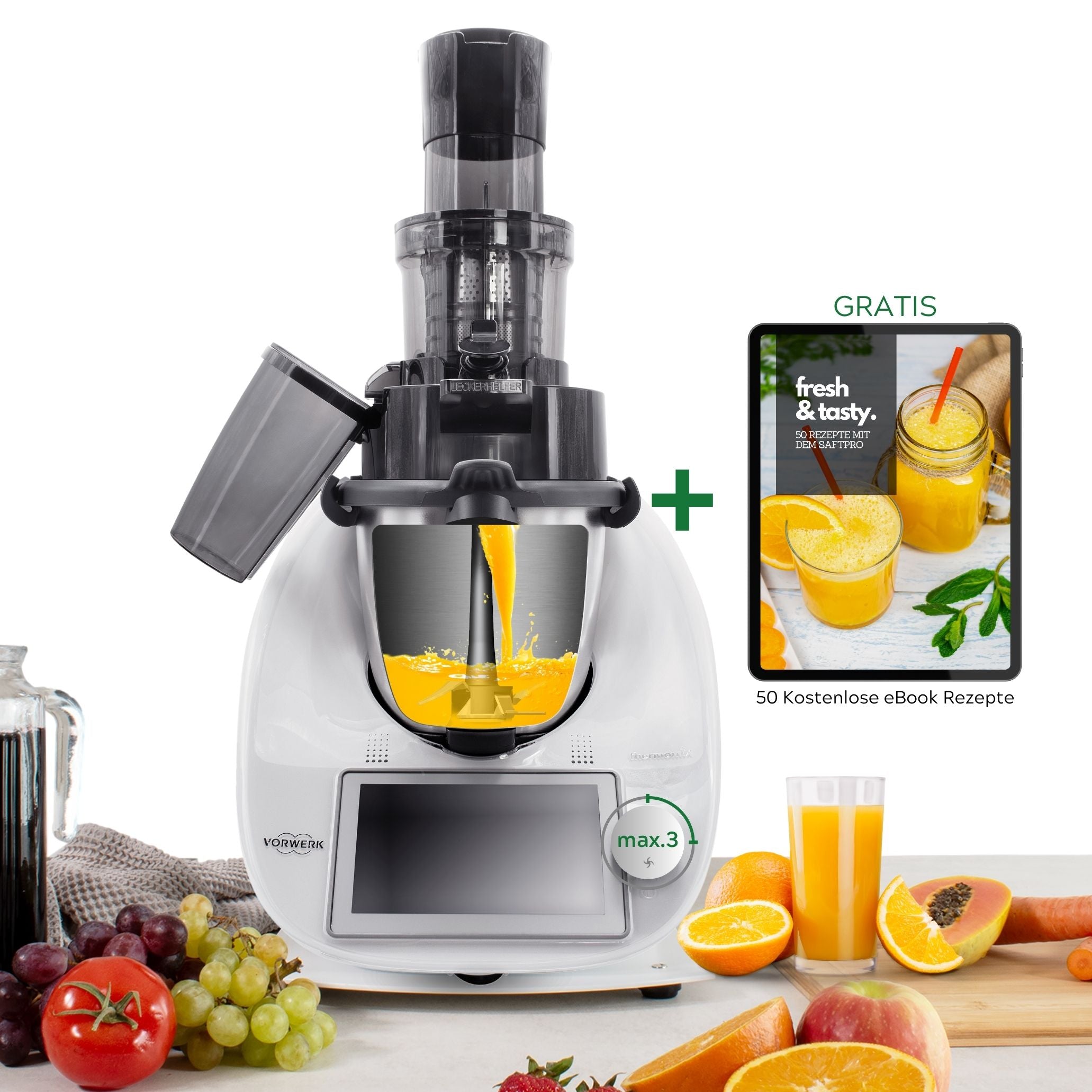 SaftPRO - wolnoobrotowa wyciskarka do soków odpowiednia do urządzeń Thermomix TM5 i TM6