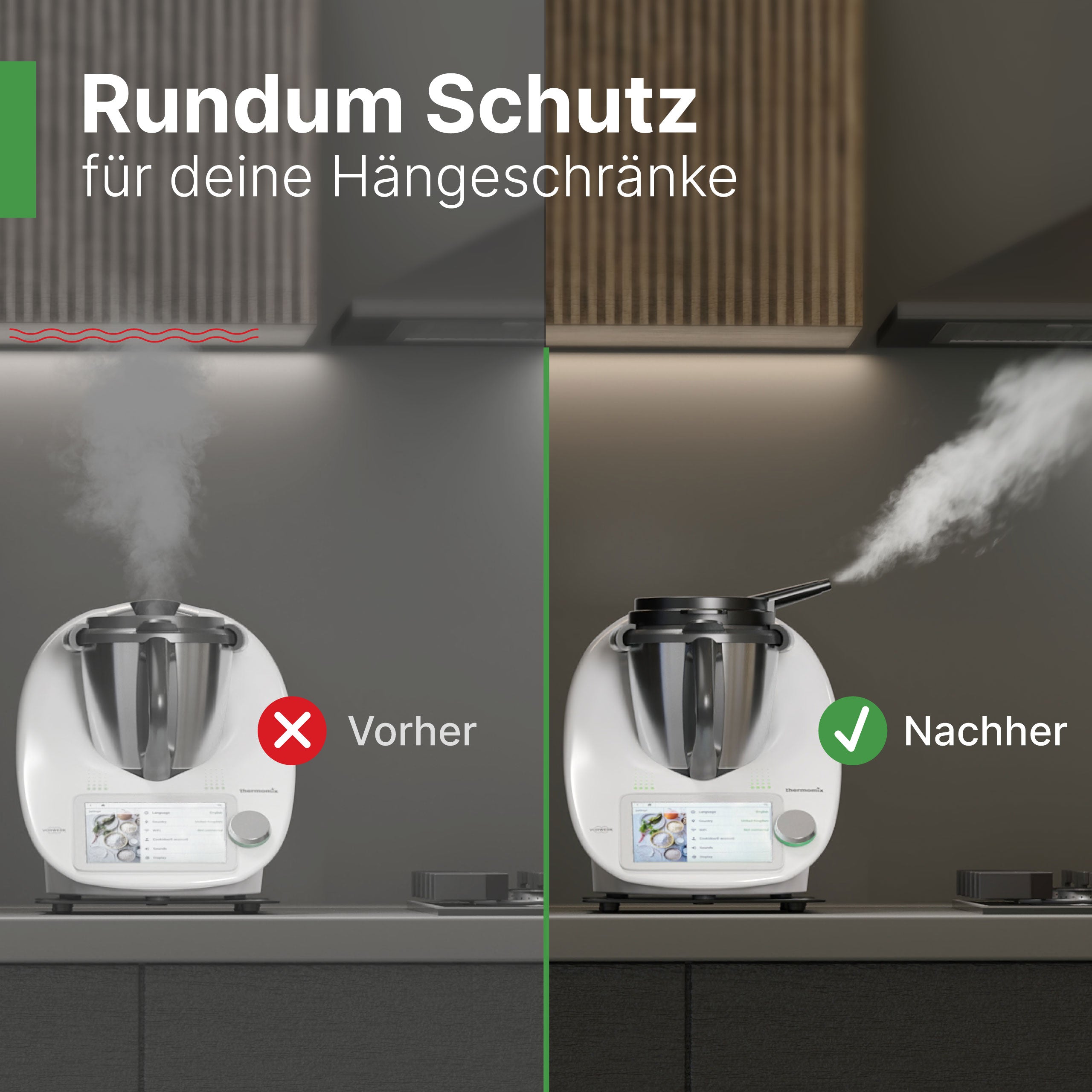 DampfPRO - Dampfumleiter mit integriertem Filter für Dunstabzugshauben / Inselhauben und Muldenlüfter passend für den Thermomix TM5 & TM6