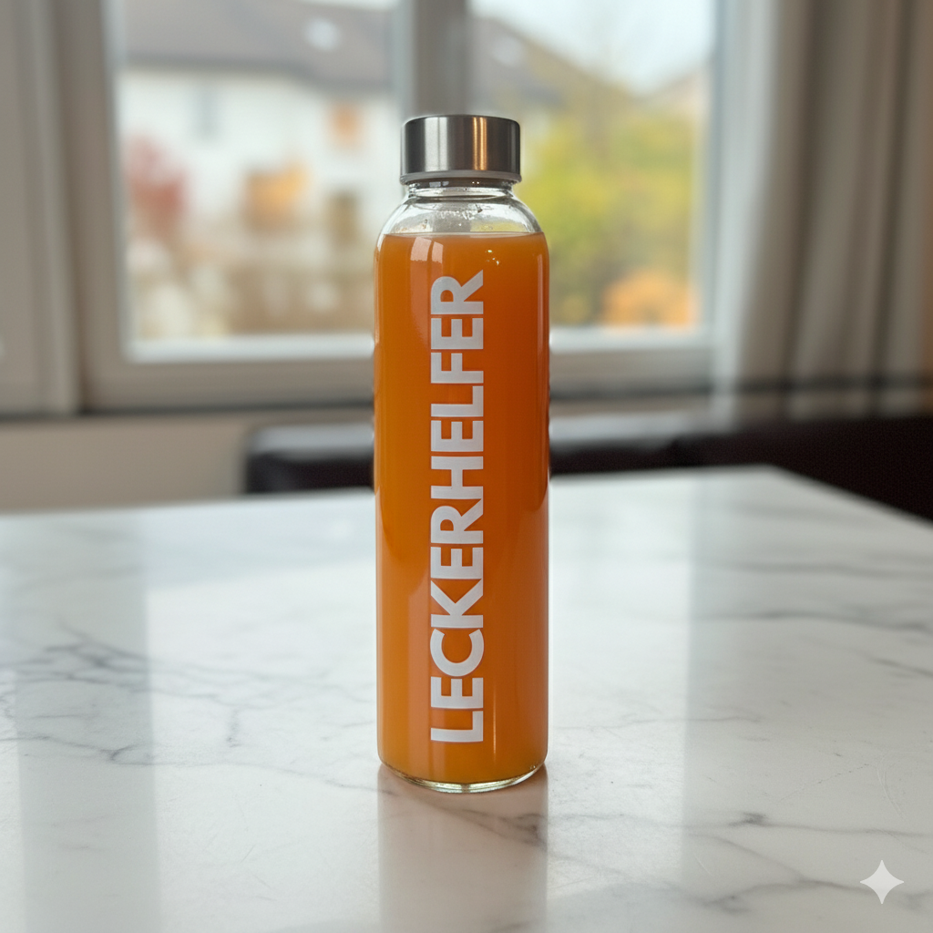 MARMODAY Glas-Wasserflasche 750 Ml – Mit Zeitmarkierungen, Auslaufsicher, BPA-frei, Für Sport & Alltag