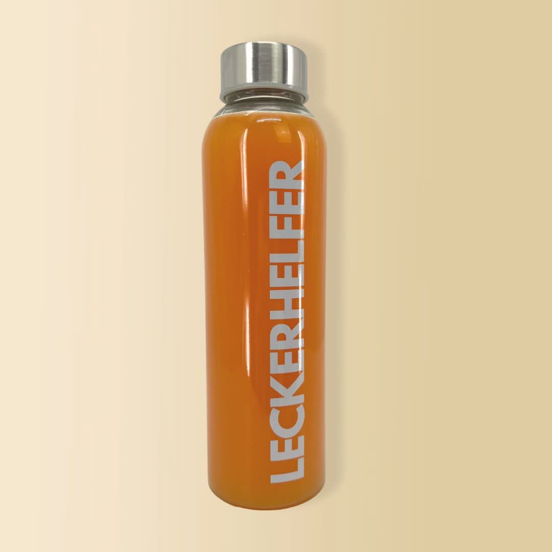 Glas-Trinkflasche 500 ml | BPA-frei, auslaufsicher & spülmaschinenfest | Perfekt für frische Säfte mit dem SaftPRO | Leckerhelfer – Leckerhelfer