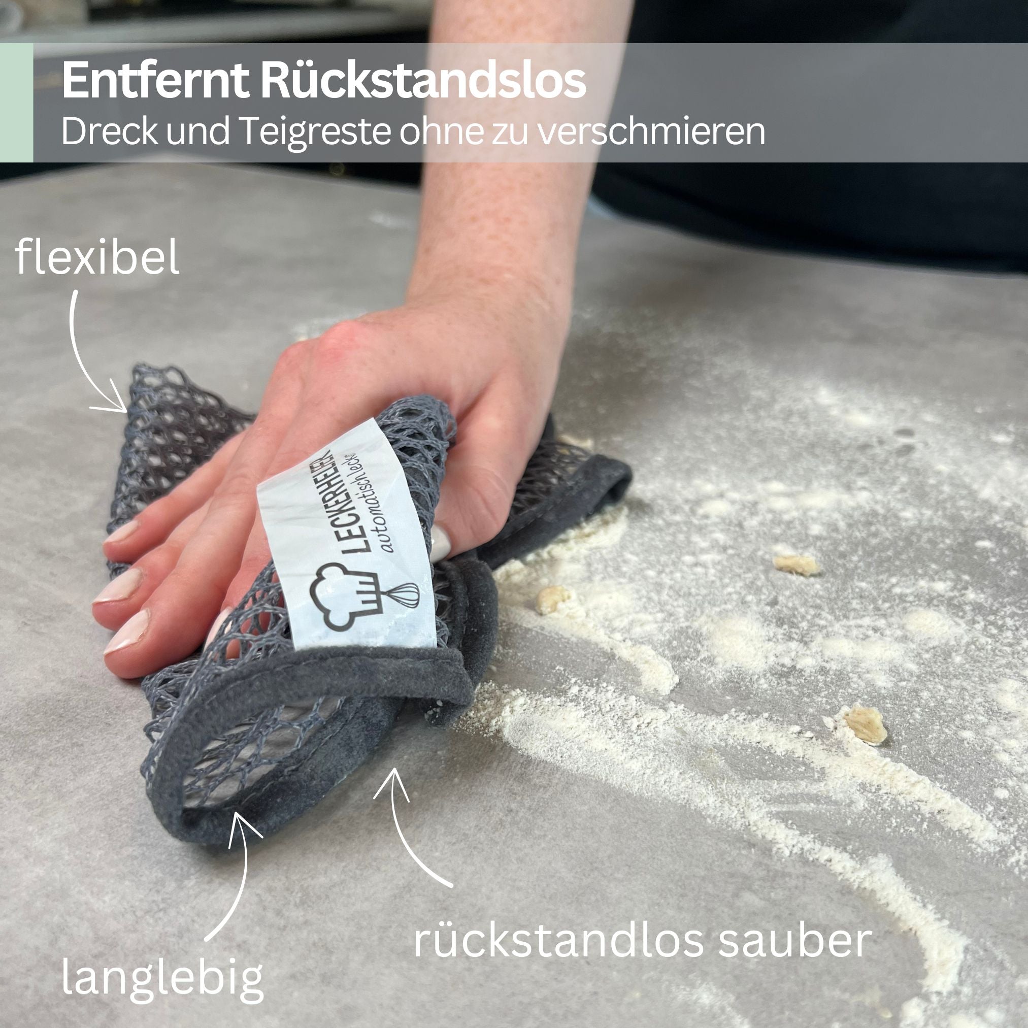 CleanPRO - Teigreinigungstuch für eine schnelle und rückstandslose Entfernung von Teigresten im 2er Set