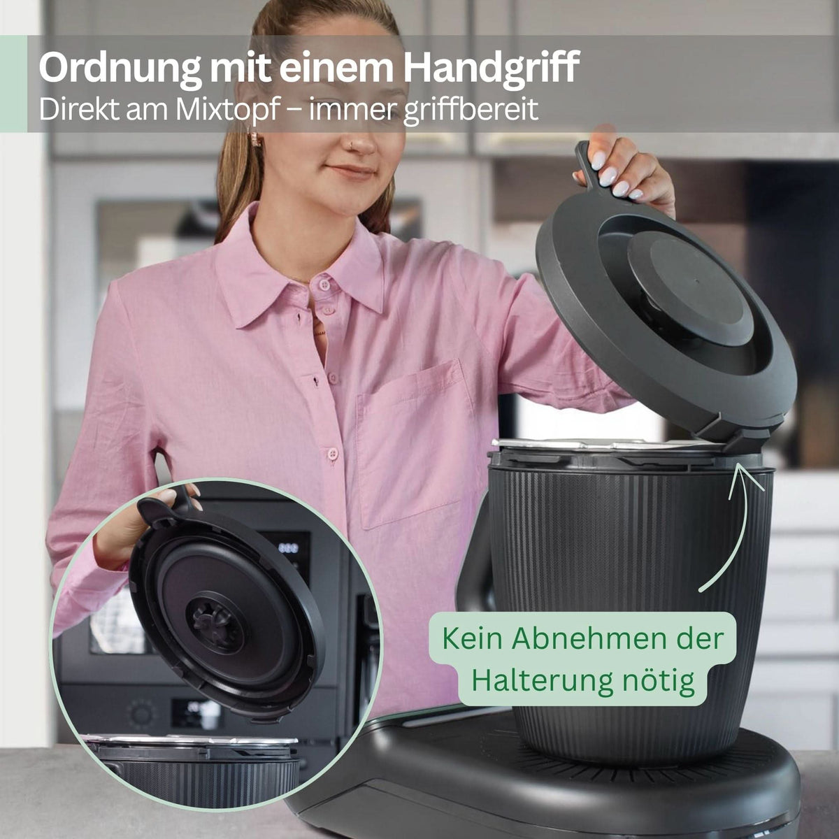Deckelhalter Kompatibel mit Thermomix TM7 | Mehr Ordnung & Sauberkeit in deiner Küche | Praktisches Zubehör von Leckerhelfer – Leckerhelfer