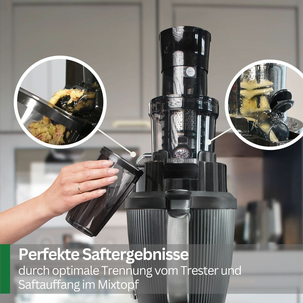 SaftPRO Slowjuicer – Kompatibel mit Thermomix TM5, TM6 & TM7 | Frisch gepresste Säfte ohne Aufwand | Leckerhelfer Zubehör – Leckerhelfer