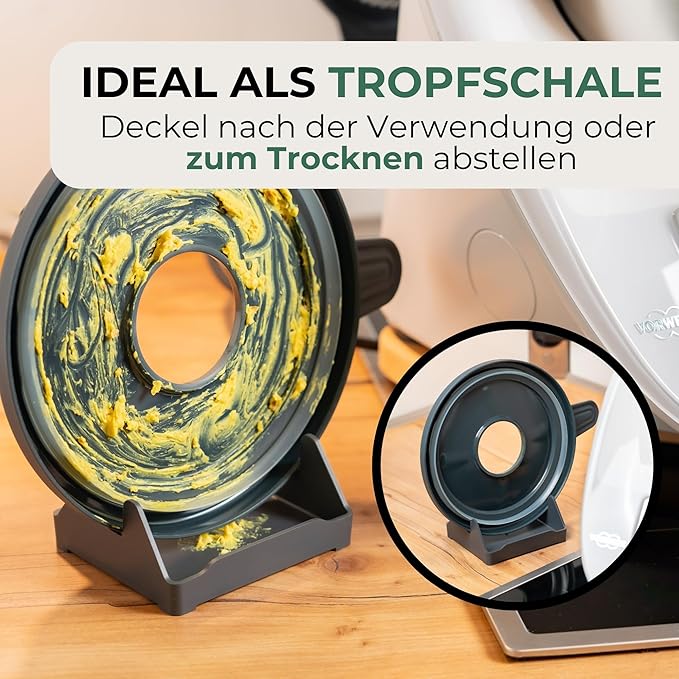 STERNEKOCH Deckelhalter mit Abtropfschale für Thermomix TM6, TM5 & Monsieur Cuisine Compact
