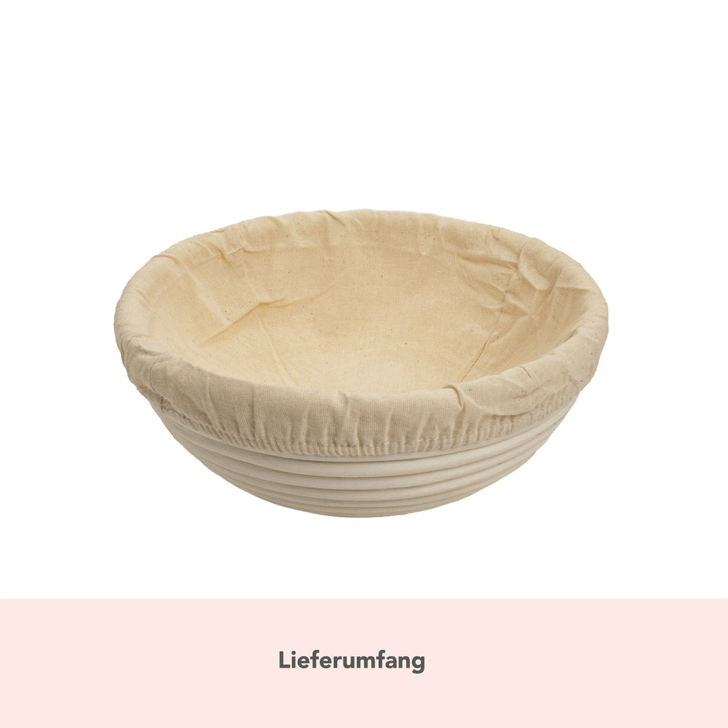 Gärkörbchen aus Peddigrohr mit Baumwolleinsatz Ø 23 cm