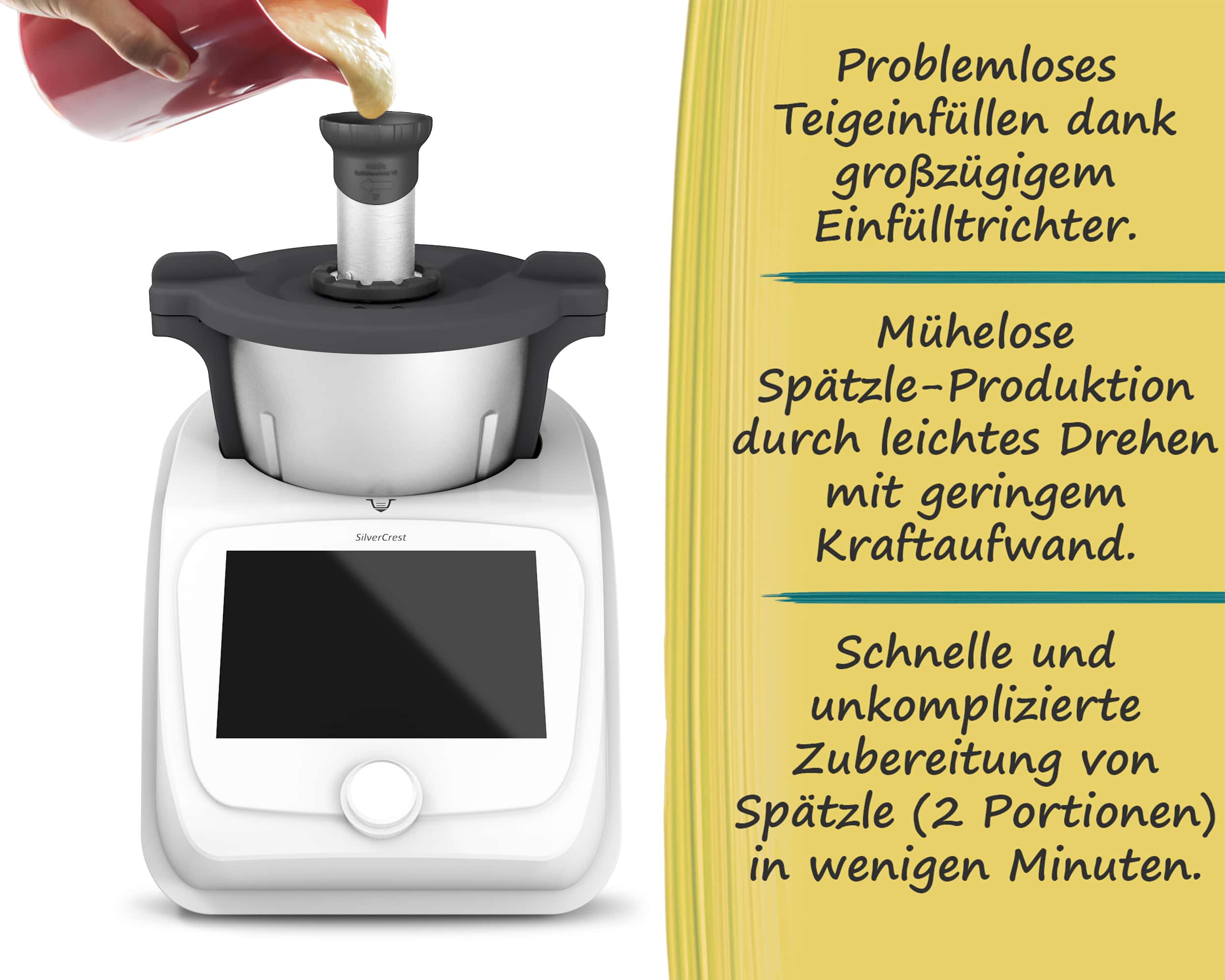 mixle® Spätzleaufsatz aus Edelstahl für Monsieur Cuisine