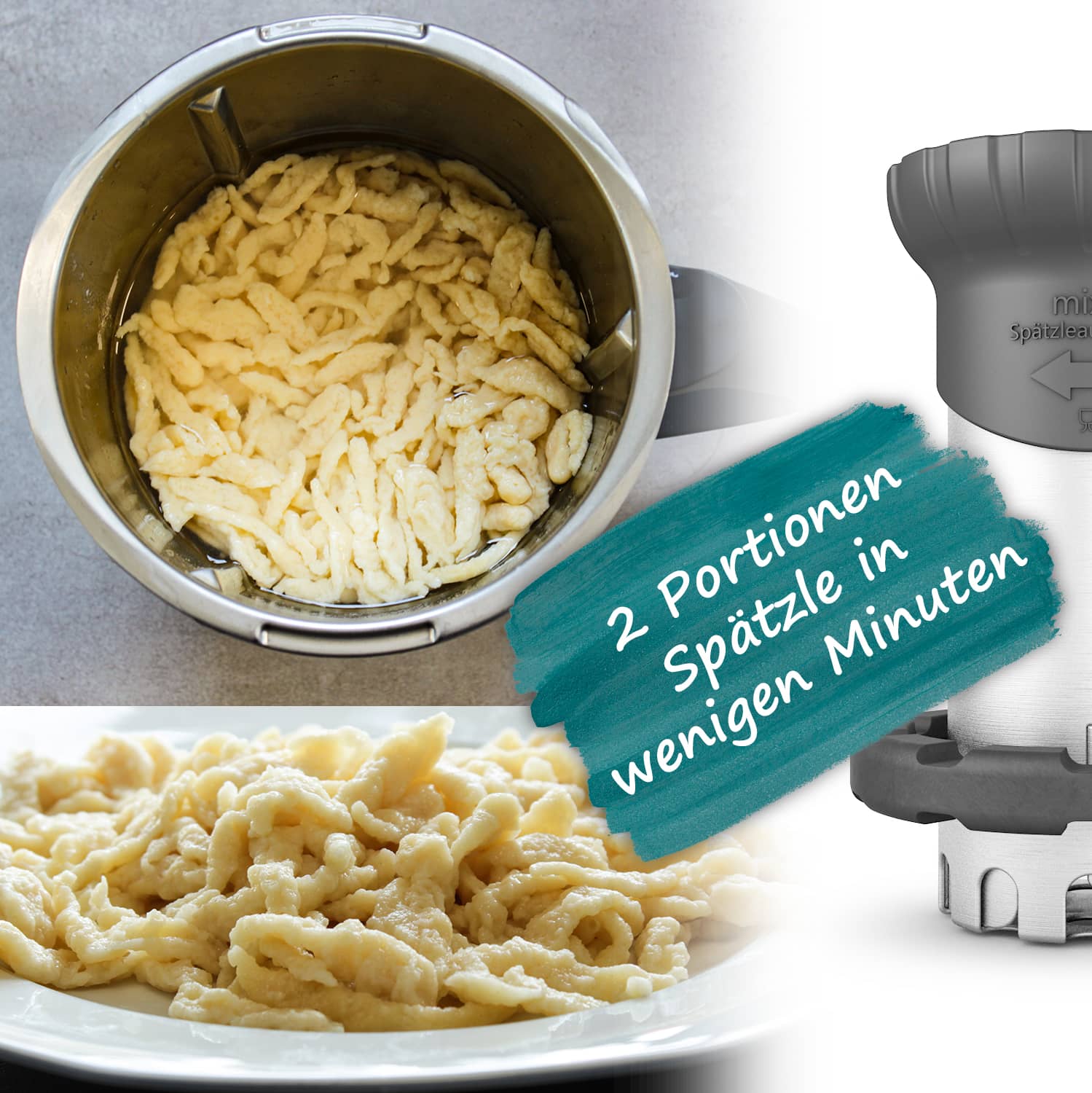 mixle® Spätzleaufsatz aus Edelstahl für Monsieur Cuisine