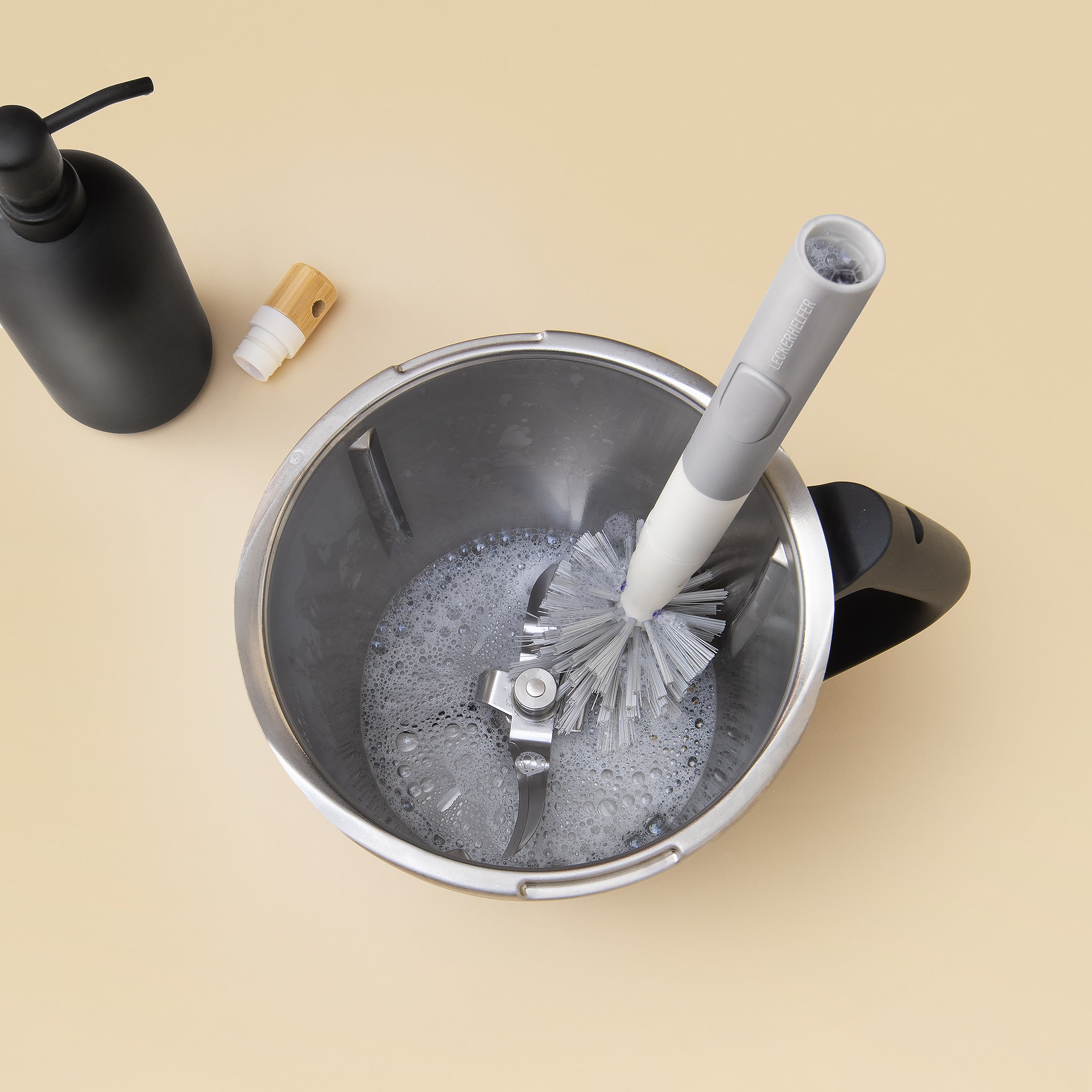 Mixing pot brush + replaceable brush head suitable for the Thermomix and other mixing pots
