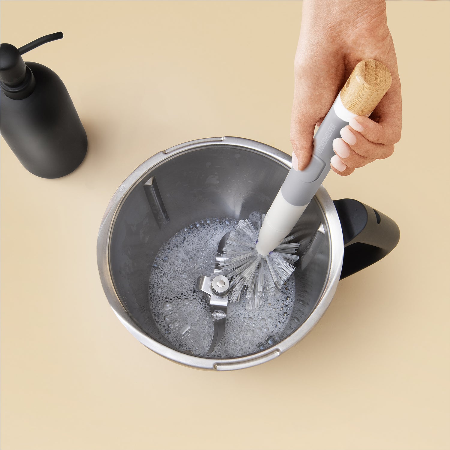 Mixing pot brush + replaceable brush head suitable for the Thermomix and other mixing pots