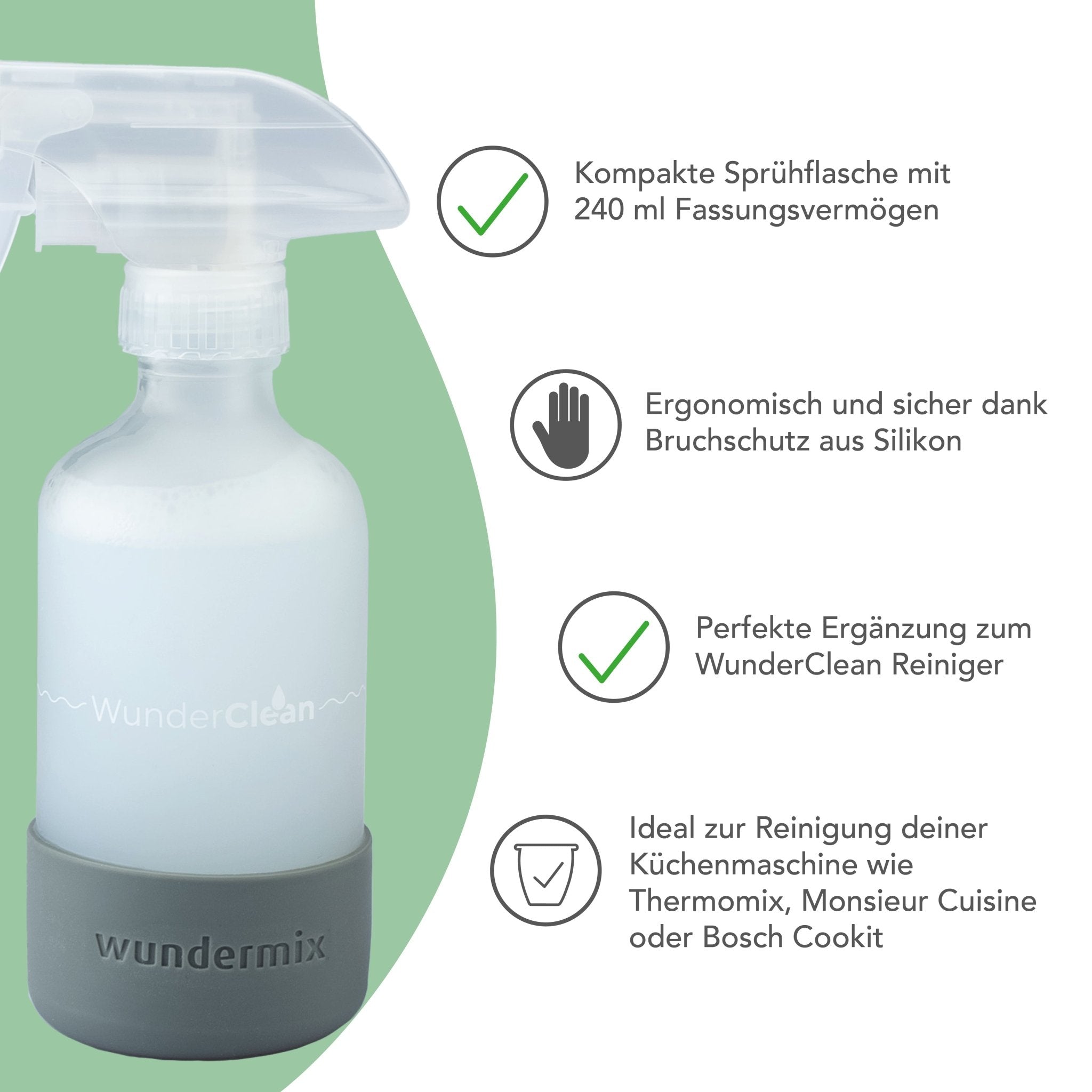 WunderClean Sprühflasche 240 ml mit Silikon-Bruchschutz