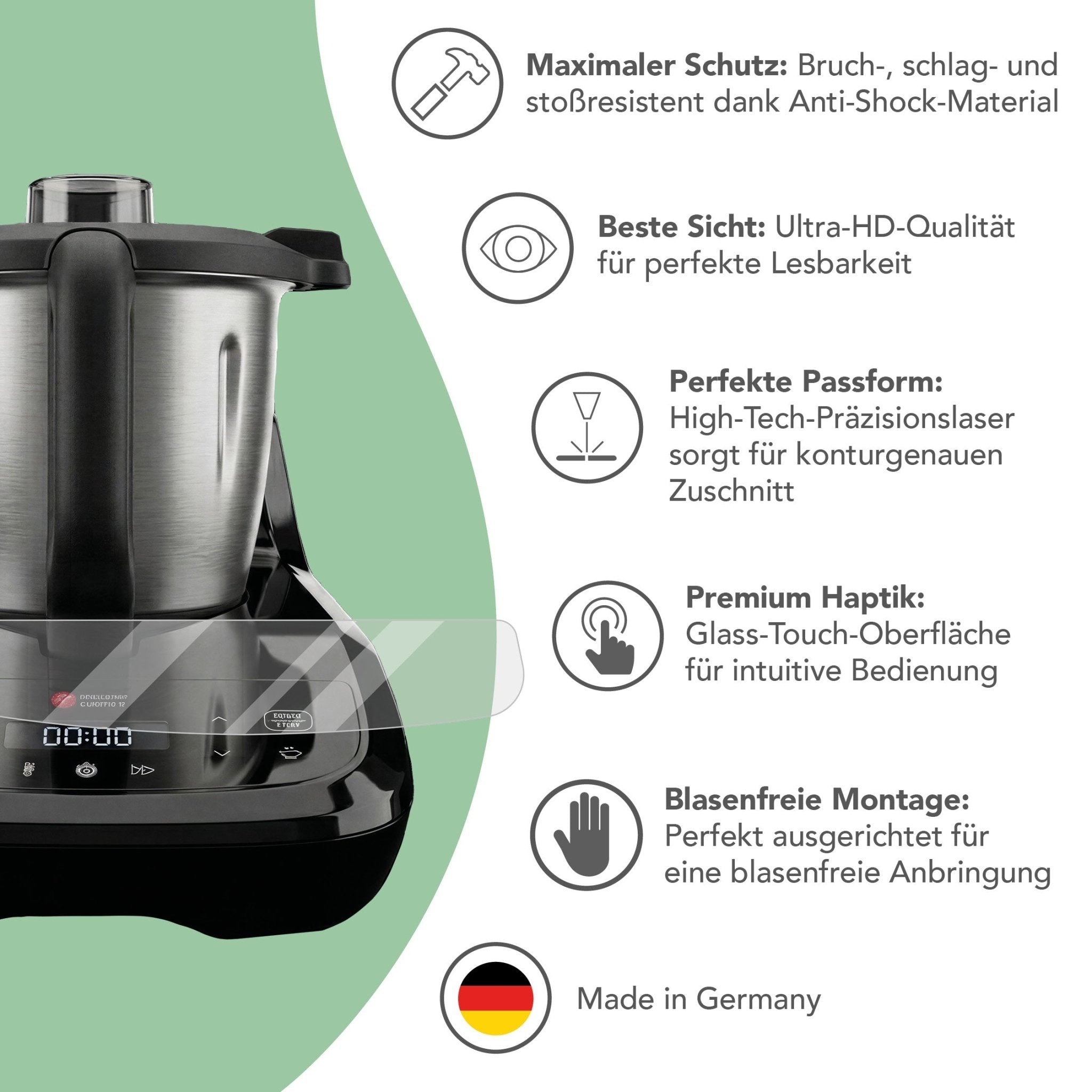 WunderScreen® Hybrid-Glas Displayschutz für Monsieur Cuisine