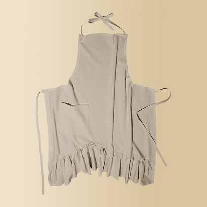 Apron made of linen blend in silk gray