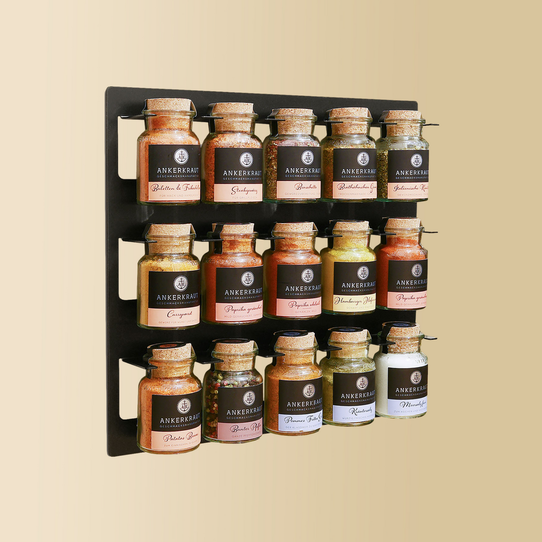 Spice rack 15 compartments black - for your spices from Ankerkraut